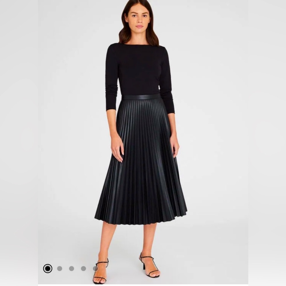 BOSS Hugo Boss Pleated Faux-Leather Midi Skirt, Size 4